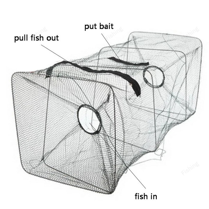 Fish Trap Net Fishing Gear Crab Prawn Shrimp Crayfish Lobster Crawdad Foldable