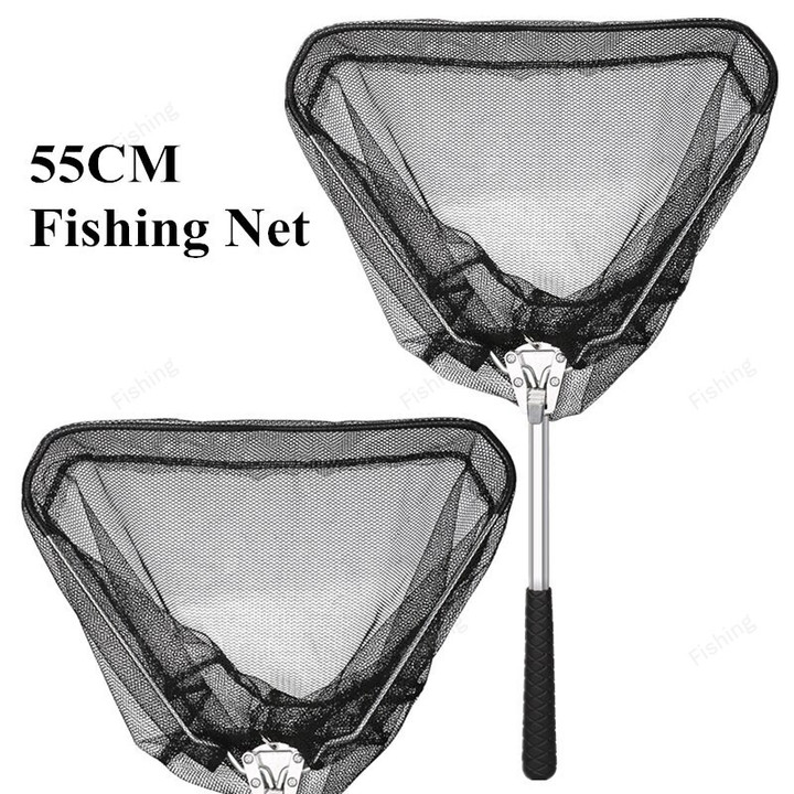 190cm 92cm 55cm Telescopic Landing Net Folding Fishing Pole Extending Fly Carp Course Sea Mesh Fishing Net For Fly Fishing