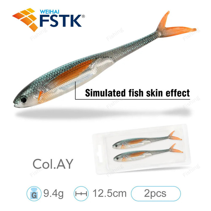 FSTK New 2023 Silicone Bait Paddle Tail Shad Worm Lifelike soft bait 9.4g 12.5cm Swimbaits Freshwater Bass Trout fishing lure