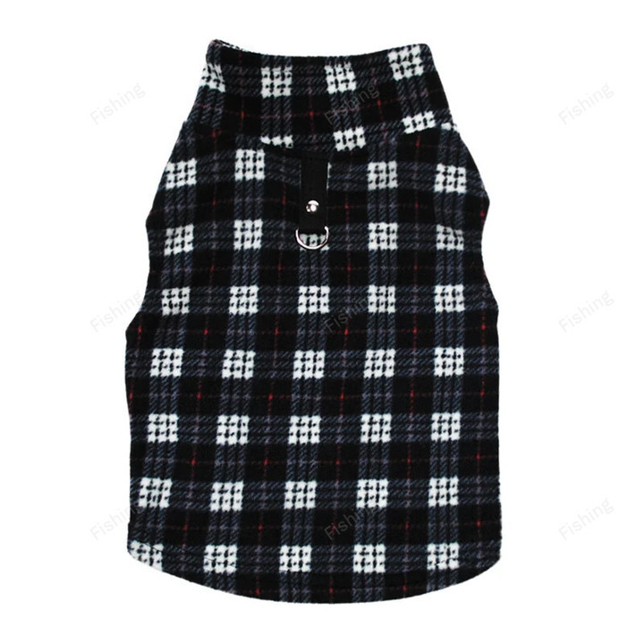 Plaid Dog Winter Coat Dog Fleece Jacket Dog Vest Cold Weather Pet Apparel with Leash D-Ring for Small Dogs Cats