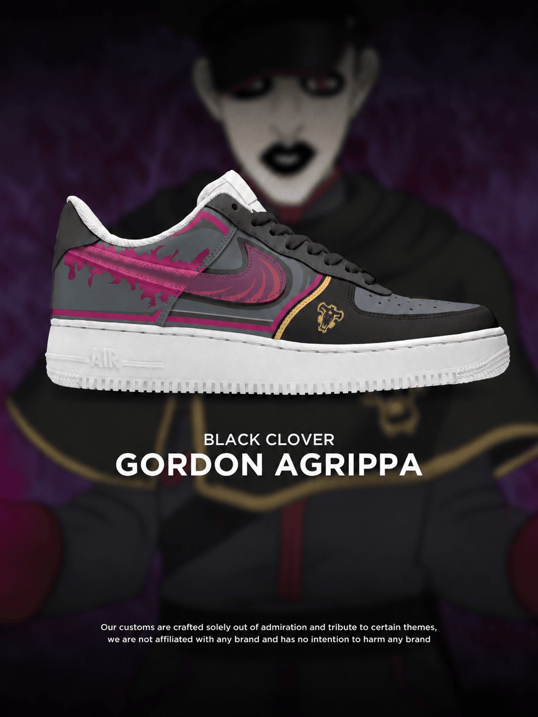 Black Clover Gordon Agrippa custom shoe design
