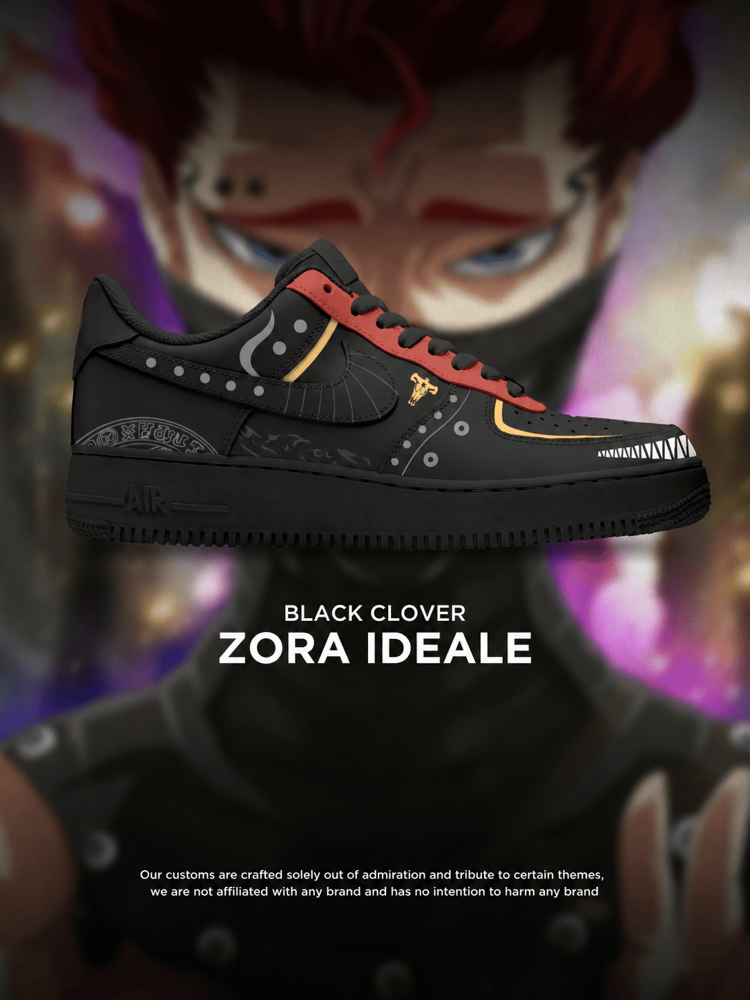 Black Clover Zora Ideale custom shoe design