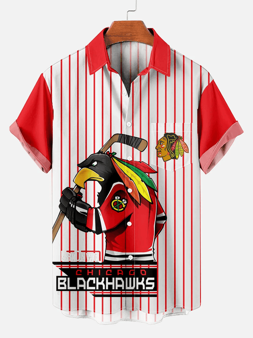 Chicago Blackhawks | Classic Retro Mascot Line Hawaiian Shirt