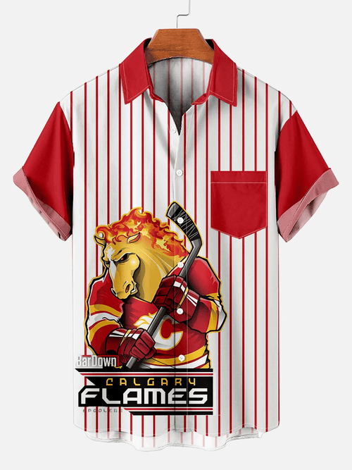 Calgary Flames | Classic Retro Mascot Line Hawaiian Shirt