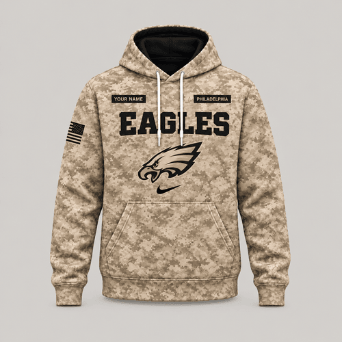 Philadelphia Eagles | Personalized Desert Camo Military Hoodie