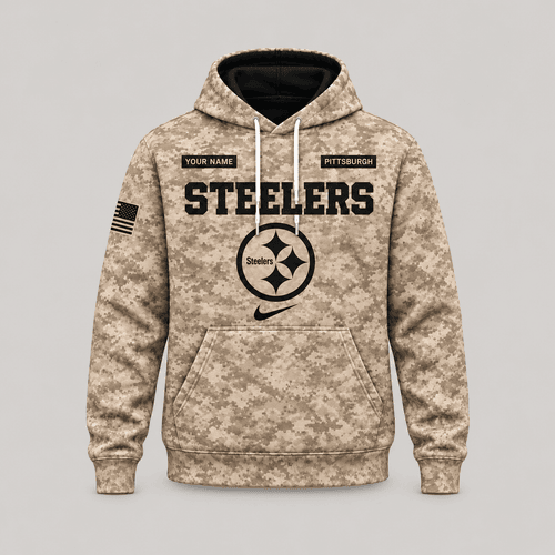 Pittsburgh Steelers | Personalized Desert Camo Military Hoodie