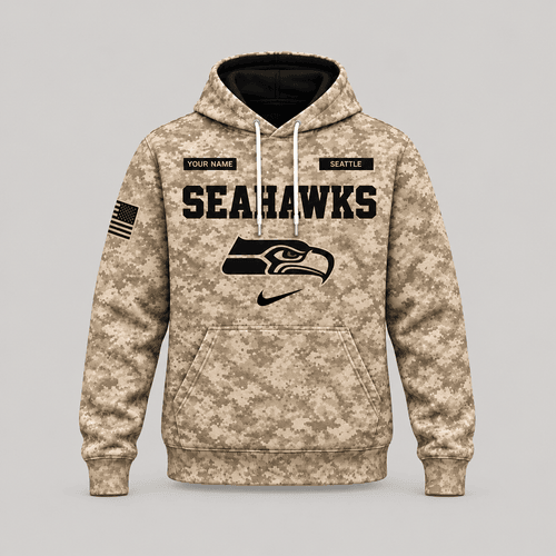 Seattle Seahawks | Personalized Desert Camo Military Hoodie