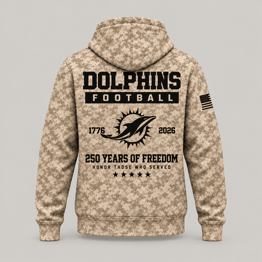 Miami Dolphins | Personalized Desert Camo Military Hoodie