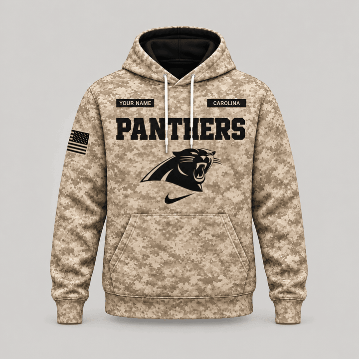 Carolina Panthers | Personalized Desert Camo Military Hoodie