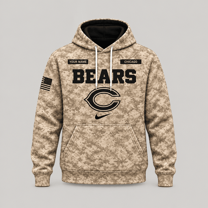 Chicago Bears | Personalized Desert Camo Military Hoodie