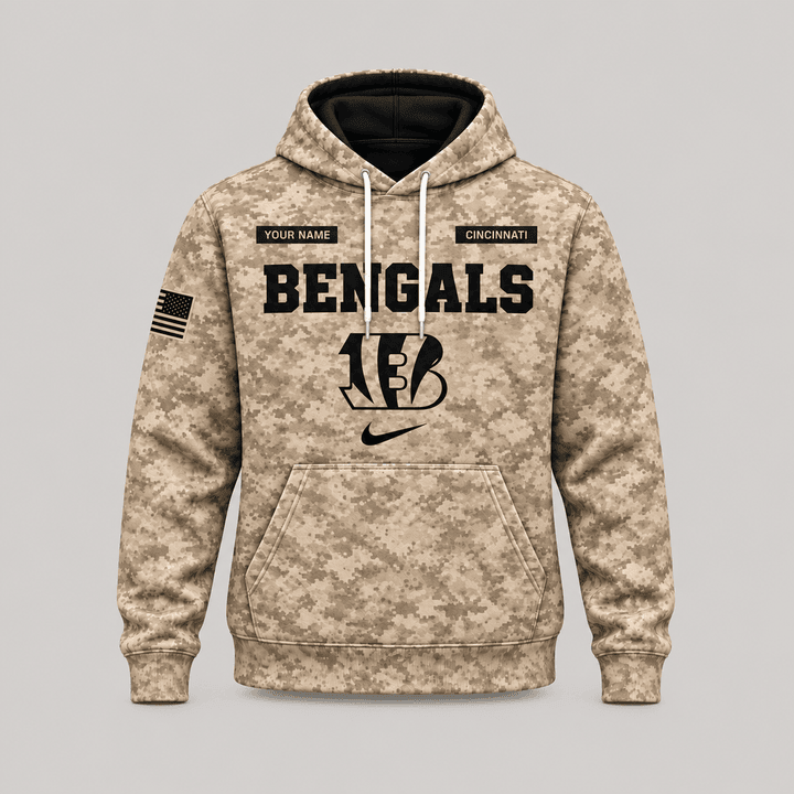 Cincinnati Bengals | Personalized Desert Camo Military Hoodie