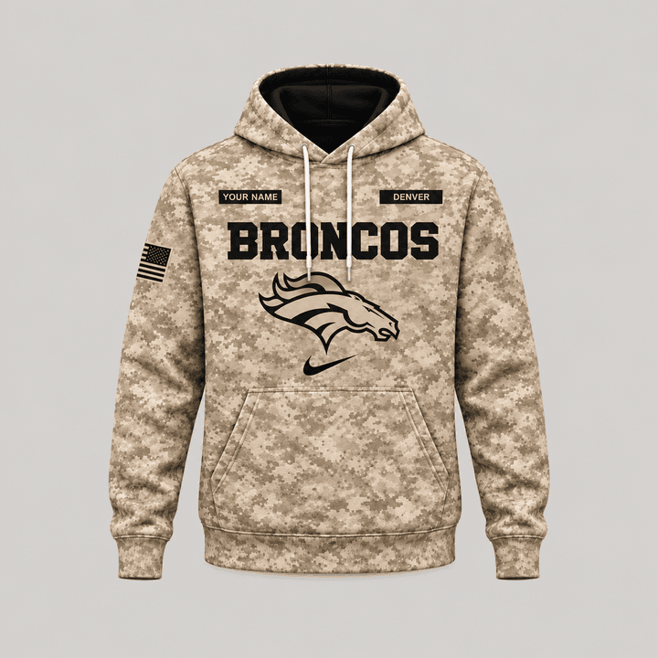Denver Broncos | Personalized Desert Camo Military Hoodie