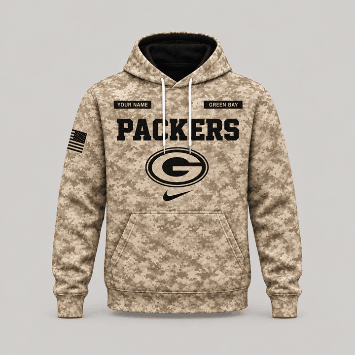 Green Bay Packers | Personalized Desert Camo Military Hoodie