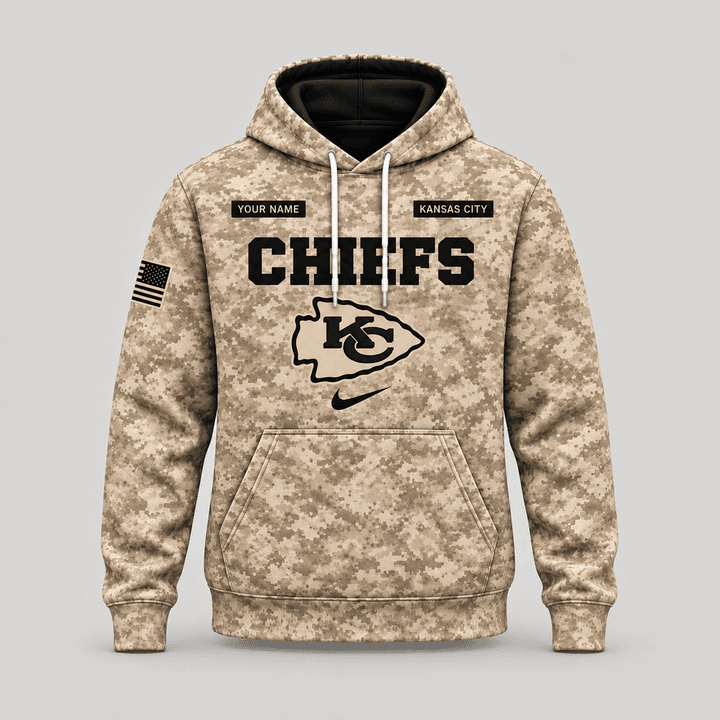 Kansas City Chiefs | Personalized Desert Camo Military Hoodie