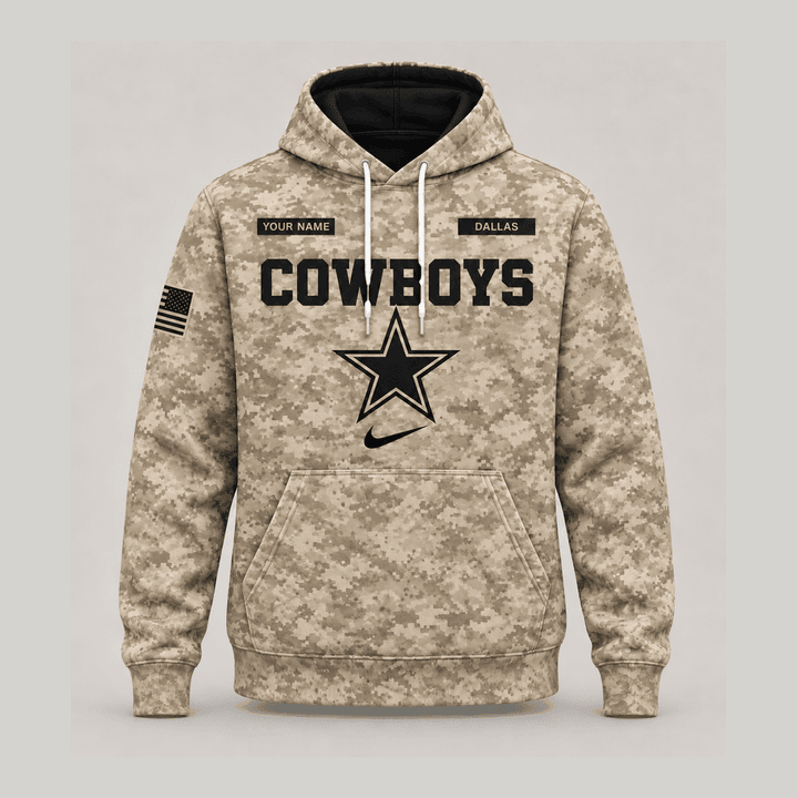 Dallas Cowboys | Personalized Desert Camo Military Hoodie