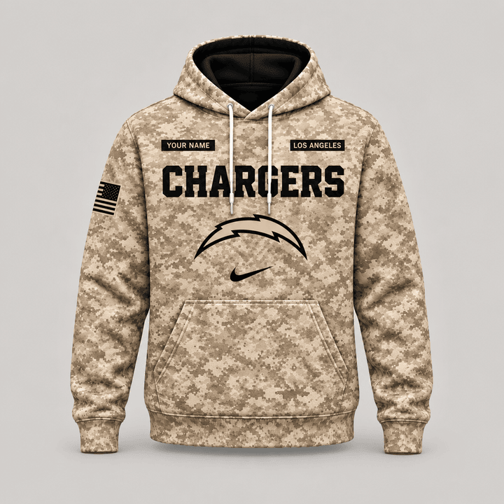 Los Angeles Chargers | Personalized Desert Camo Military Hoodie
