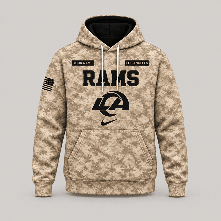 Los Angeles Rams | Personalized Desert Camo Military Hoodie