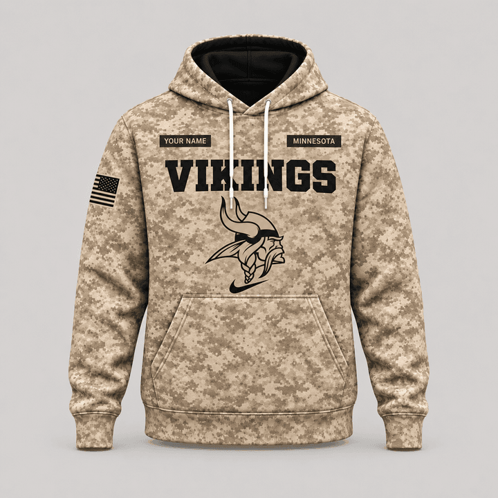 Minnesota Vikings | Personalized Desert Camo Military Hoodie