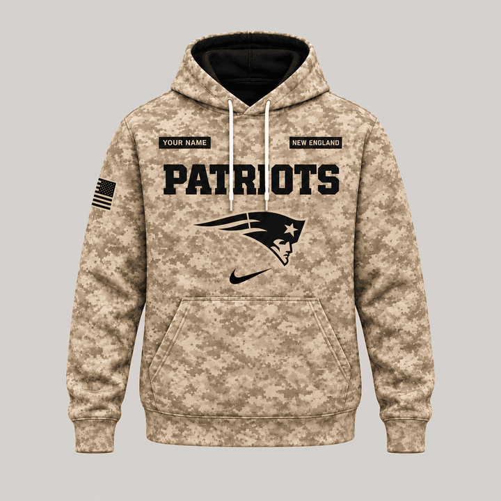 New England Patriots | Personalized Desert Camo Military Hoodie