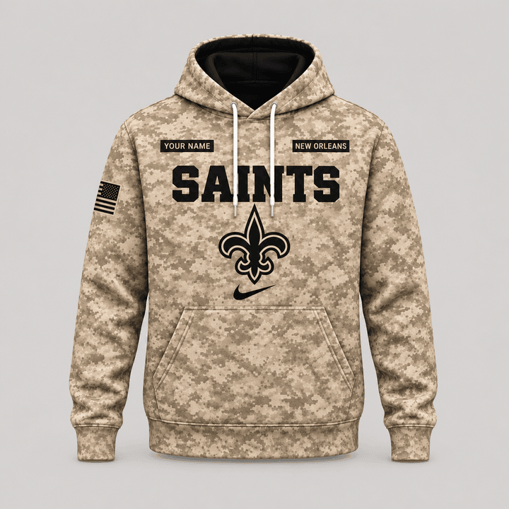 New Orleans Saints | Personalized Desert Camo Military Hoodie
