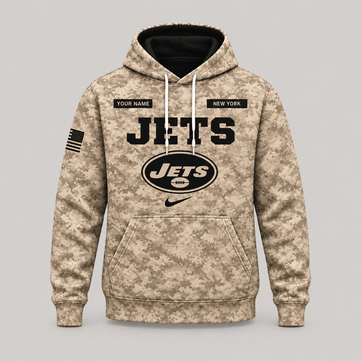 New York Jets | Personalized Desert Camo Military Hoodie