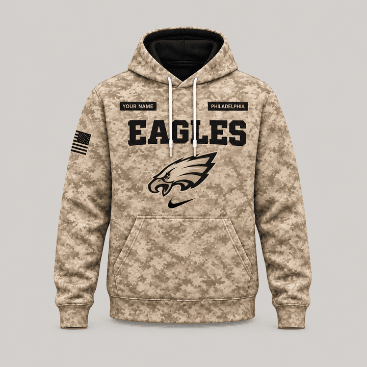Philadelphia Eagles | Personalized Desert Camo Military Hoodie