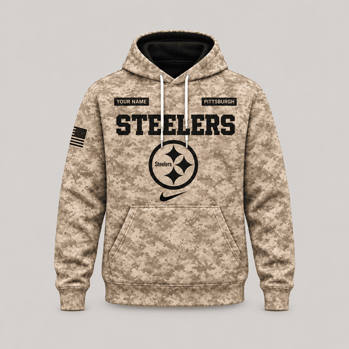 Pittsburgh Steelers | Personalized Desert Camo Military Hoodie