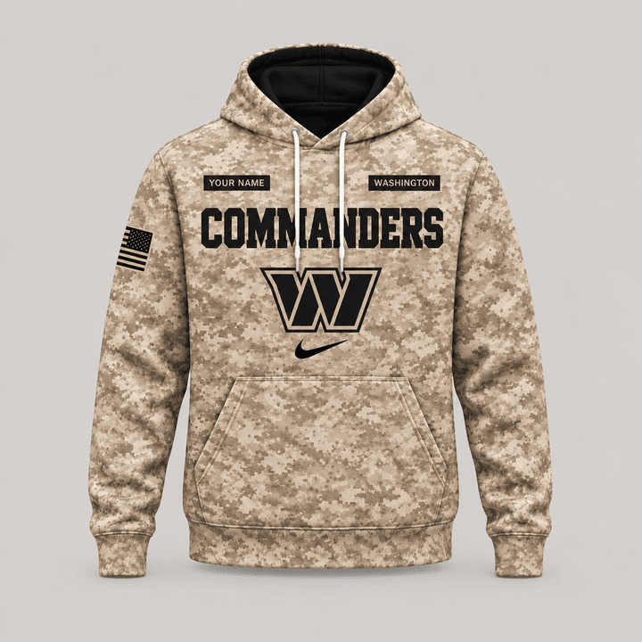Washington Commanders | Personalized Desert Camo Military Hoodie