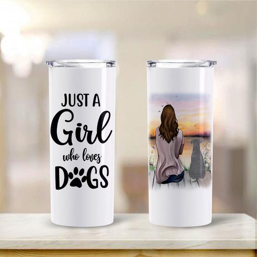 Miniature Schnauzer Just a Girl Who Loves Dogs Skinny Tumbler Stainless Steel