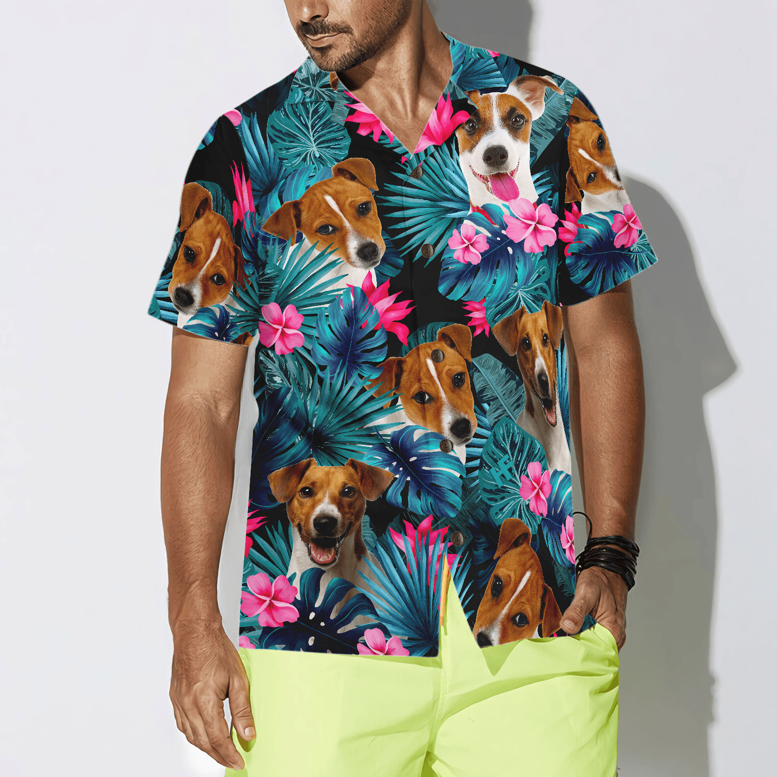 Tropical Jack Russell Terrier Hawaiian Shirt
