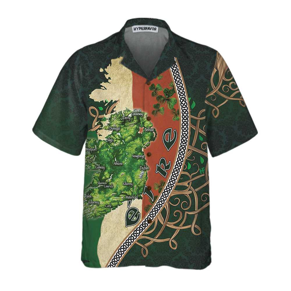 Ireland Map Happy Saint Patrick's Day Hawaiian Shirt, St. Patricks Day Shirt, Cool St Patrick's Day Gift