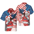Hyperfavor Christmas Hawaiian Shirts, Eagle Perched On Santa's Hand With American Flag Background Shirt Short Sleeve, Christmas Shirt Idea Gift For Men And Women