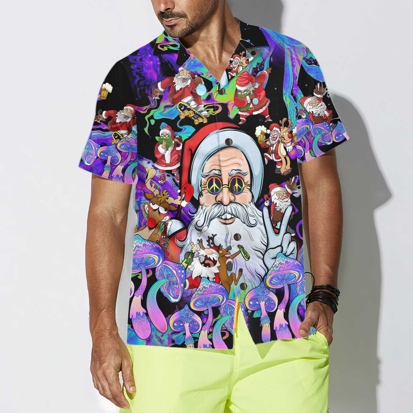 Christmas Hippie Santa Claus Hawaiian Shirt, Santa Christmas Shirt, Best Gift For Christmas