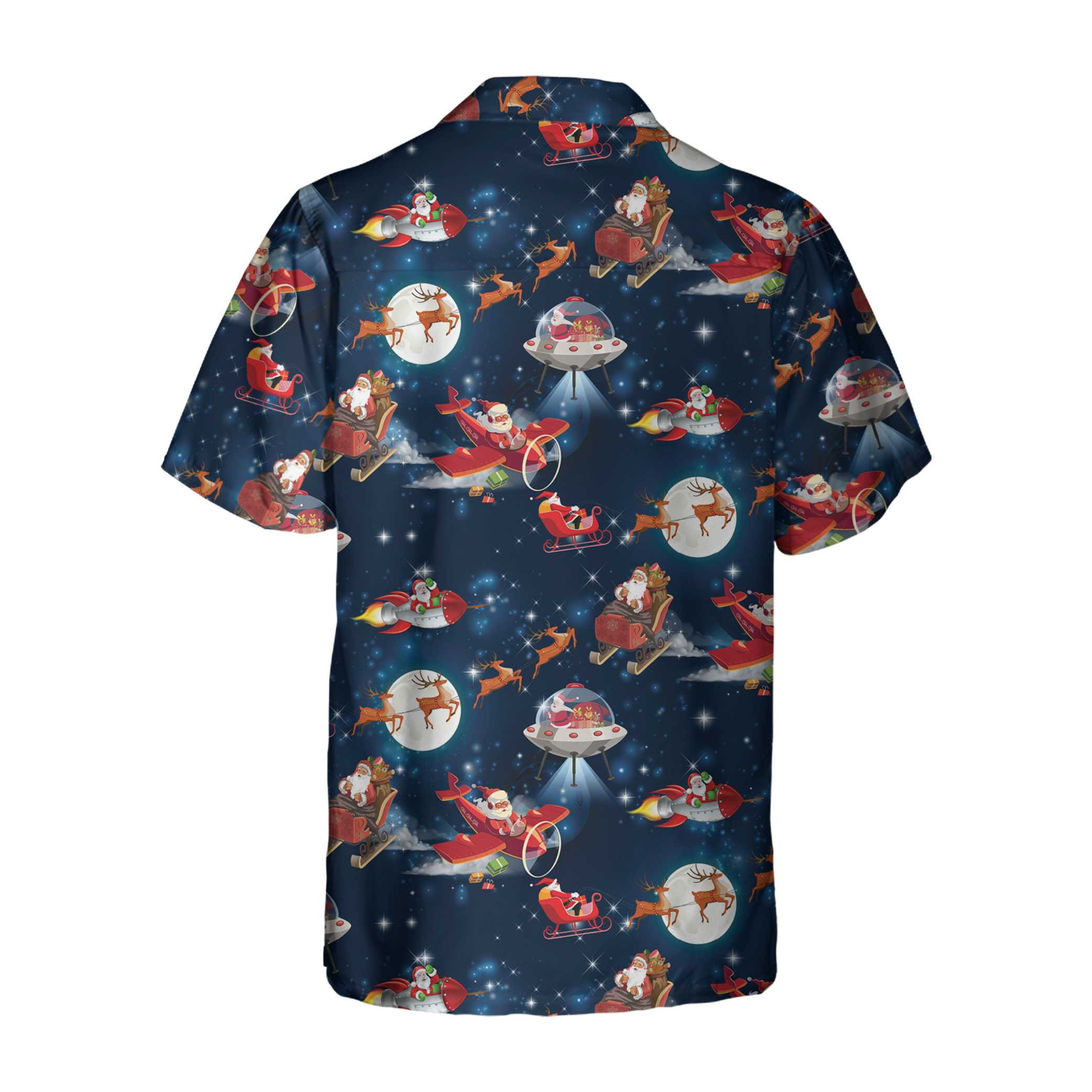 Christmas In Space Christmas Hawaiian Shirt With Santa Claus And Reindeer Pattern