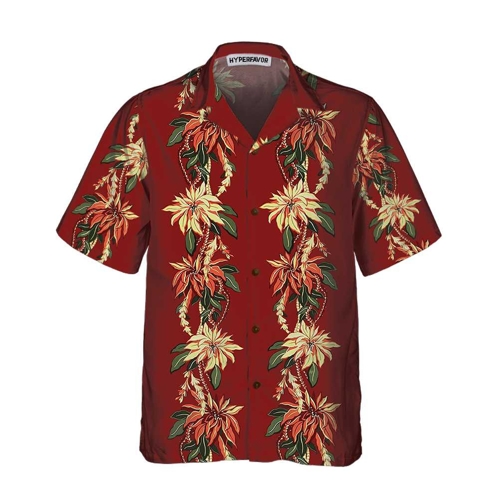 Poinsettia Christmas Hawaiian Shirt, Vintage Christmas Shirt, Best Christmas Gift Ideas