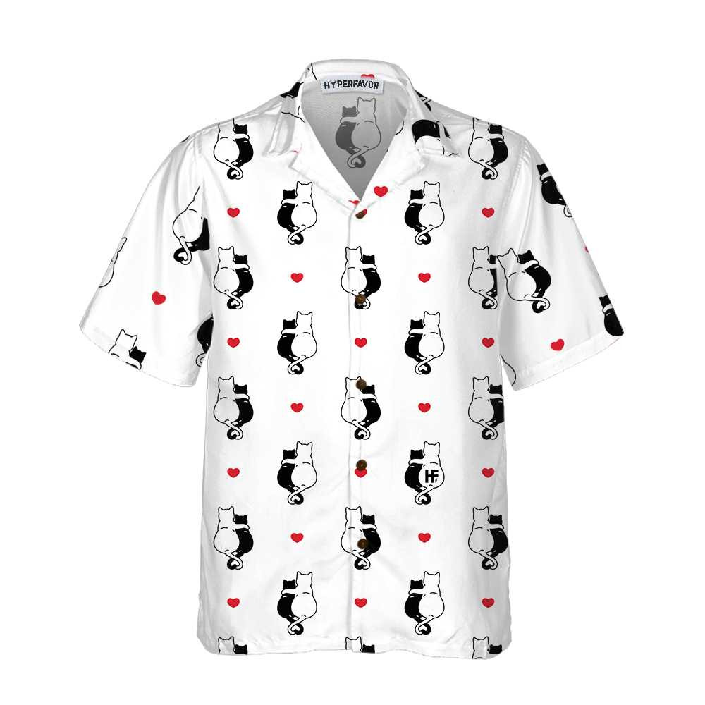 Valentine Heart Kitten Hawaiian Shirt, Valentine Day Shirt For Couples, Valentine Day Gift Ideas