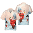 Hyperfavor Christmas Hawaiian Shirts,Santa With Snowman Shirt Short Sleeve, Christmas Shirt Idea Gift For Men And Women
