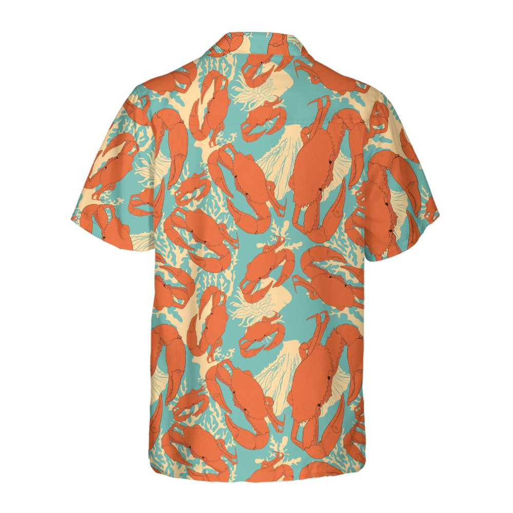 Cartoon Crab Hawaiian Shirt, Unique Crab Shirt, Crab Print Shirt For Adults