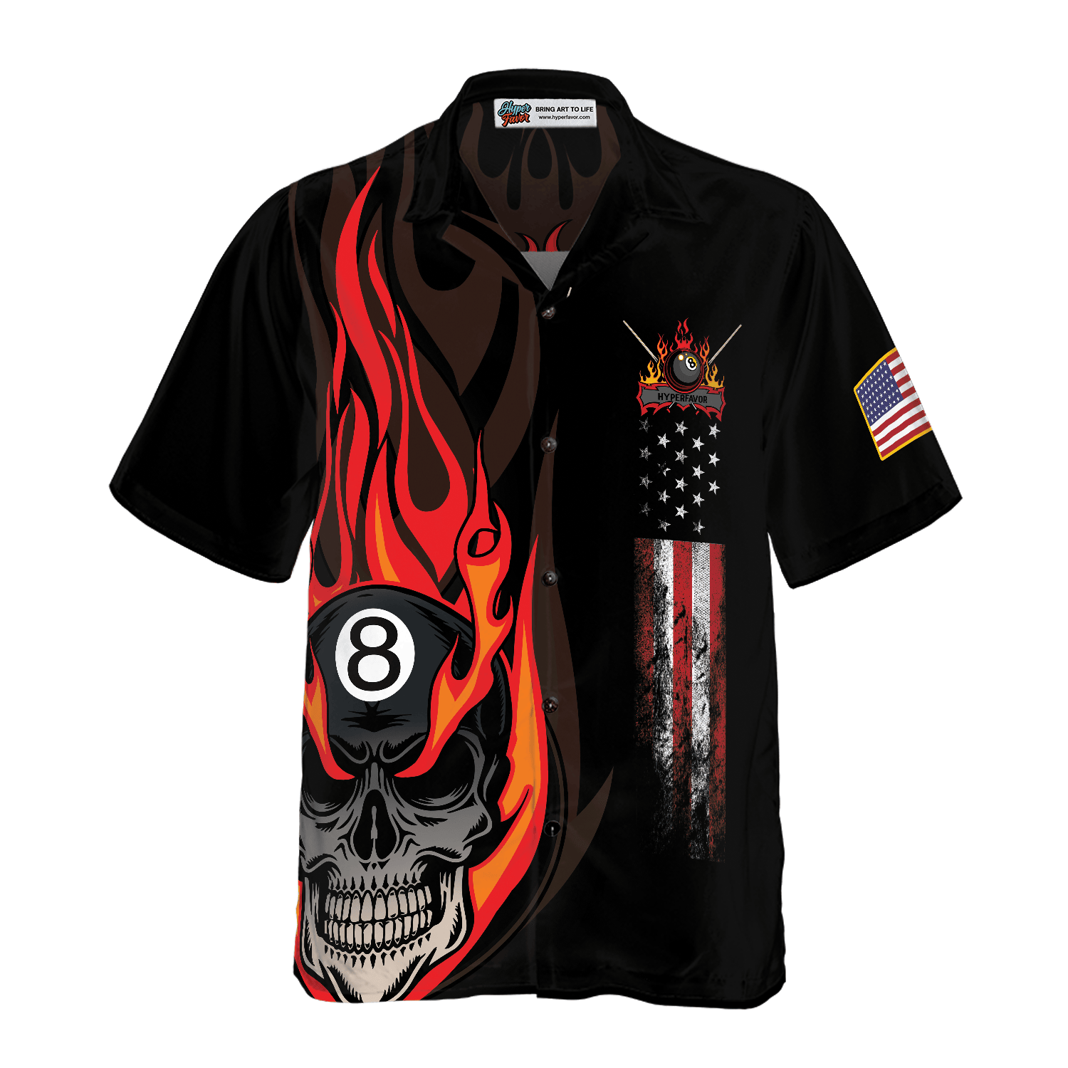 Flame Skull Billiard Pool Hawaiian Shirt