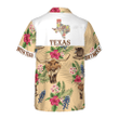 Insignia Bluebonnet Texas Hawaiian Shirt White Back Cream Version, Don't Mess With Texas Armadillo and Longhorn, Texas Home Shirt For Men