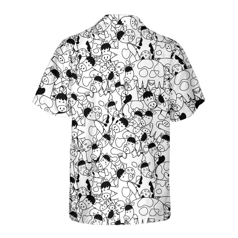 Funny Cow Doodle Pattern Hawaiian Shirt, Cow Shirt For Men & Women, Funny Cow Print Shirt