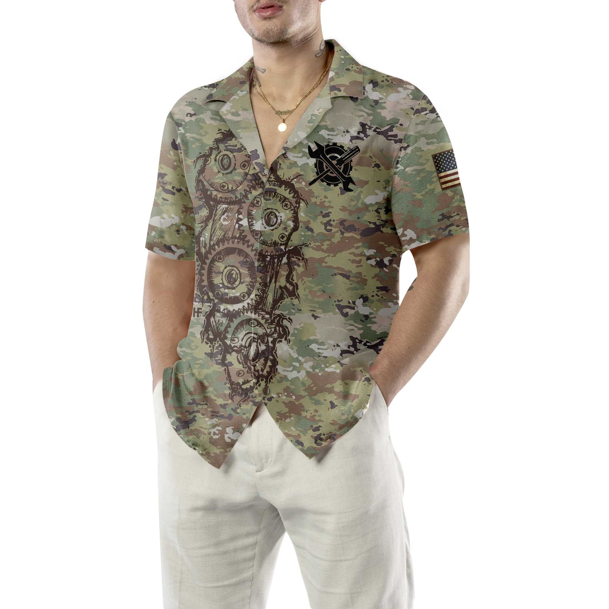Mechanic Camouflage Hawaiian Shirt, Cool Camo Mechanic Shirt For Men, Best Mechanic Gift