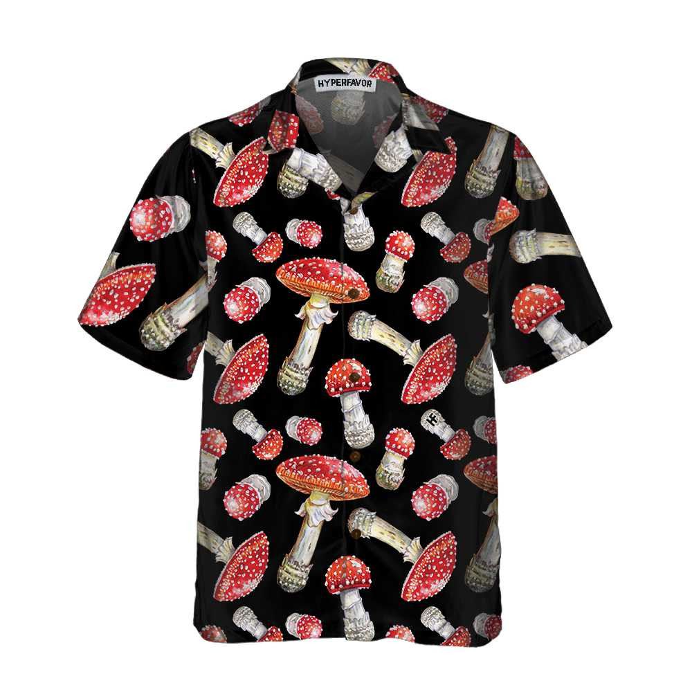 Fly Agaric Mushroom Hawaiian Shirt, Red Mushroom Print Shirt For Men & Women