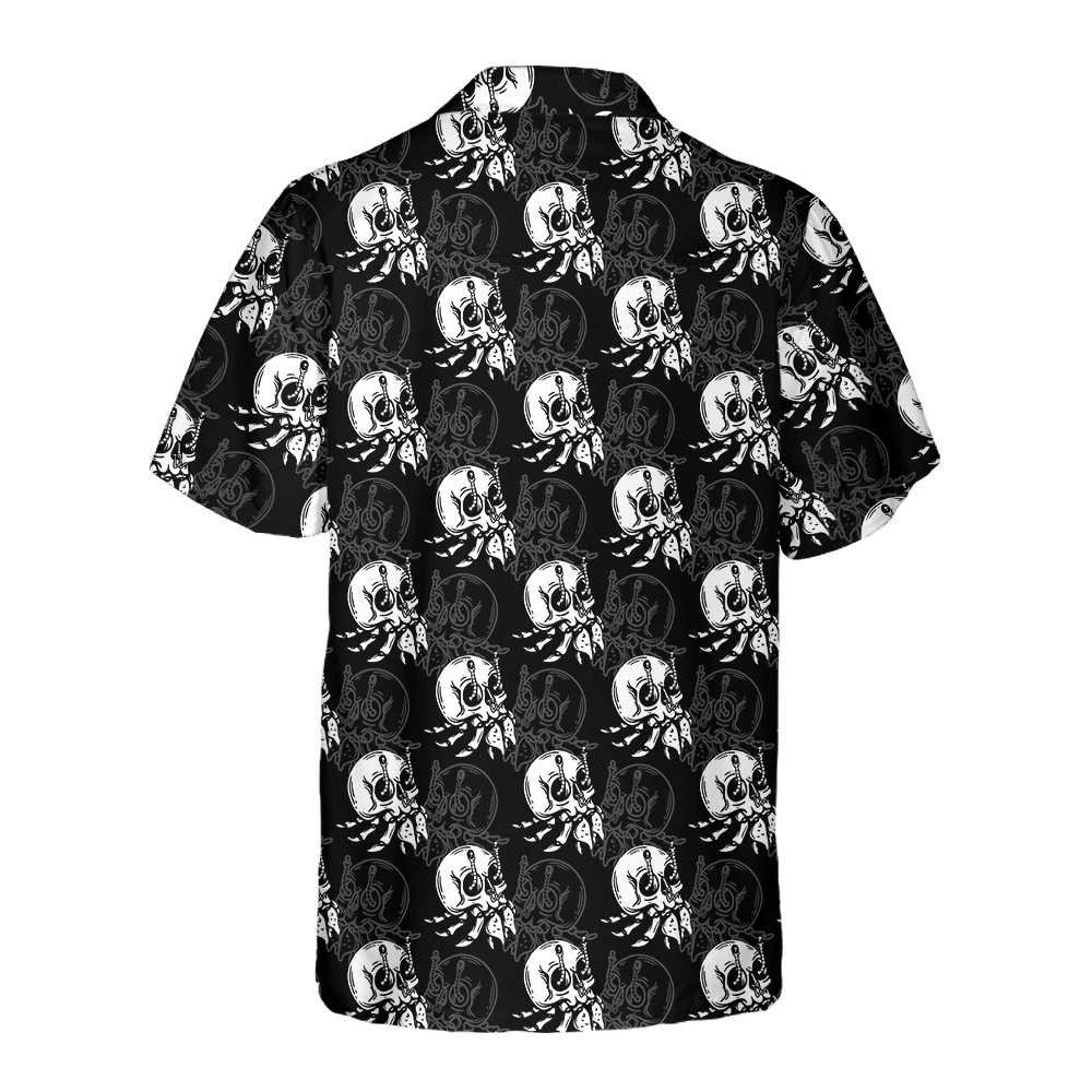 Vintage Style Skull Shell Hermit Crab Seamless Pattern Hawaiian Shirt, Unique Crab Shirt, Crab Print Shirt