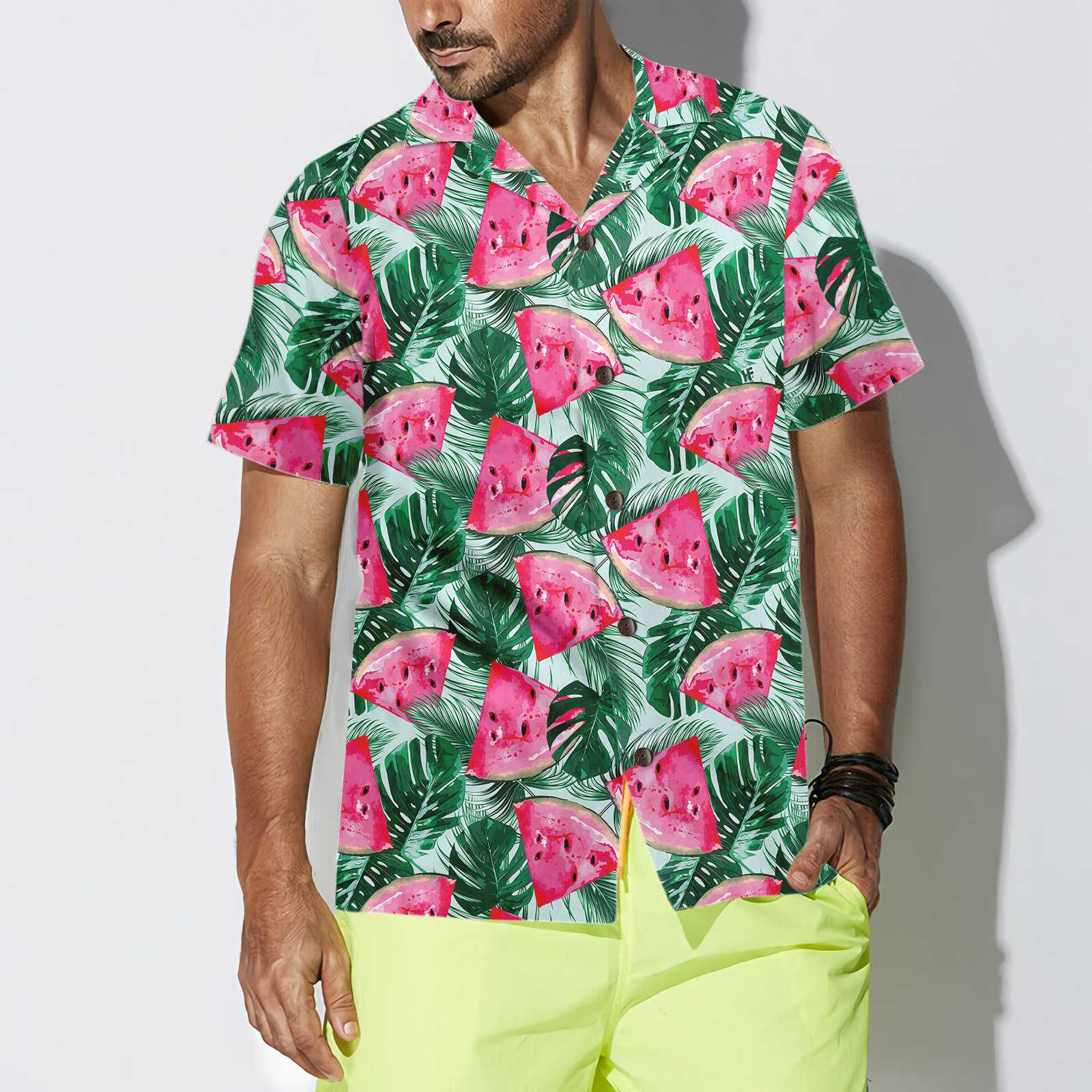 Tropical Palm Leaves Watermelon Hawaiian Shirt, Cool Watermelon Shirt For Men & Women