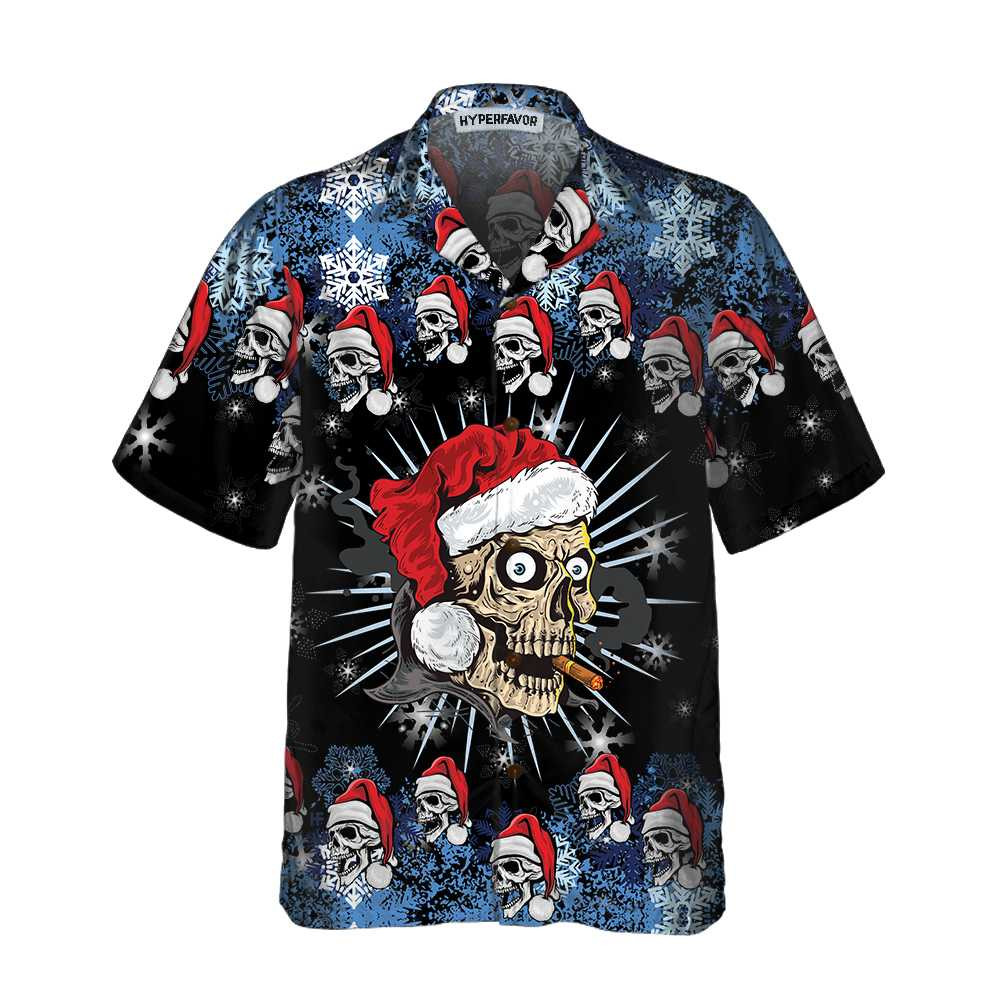 Skull Naughty Face Christmas Edition Hawaiian Shirt, Christmas Skull Shirt, Unique Gift For Christmas