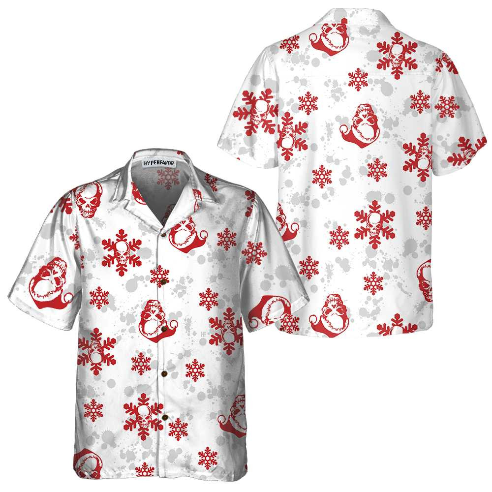 Christmas Snow And Skull Hawaiian Shirt, Christmas Skull Shirt, Best Gift For Christmas