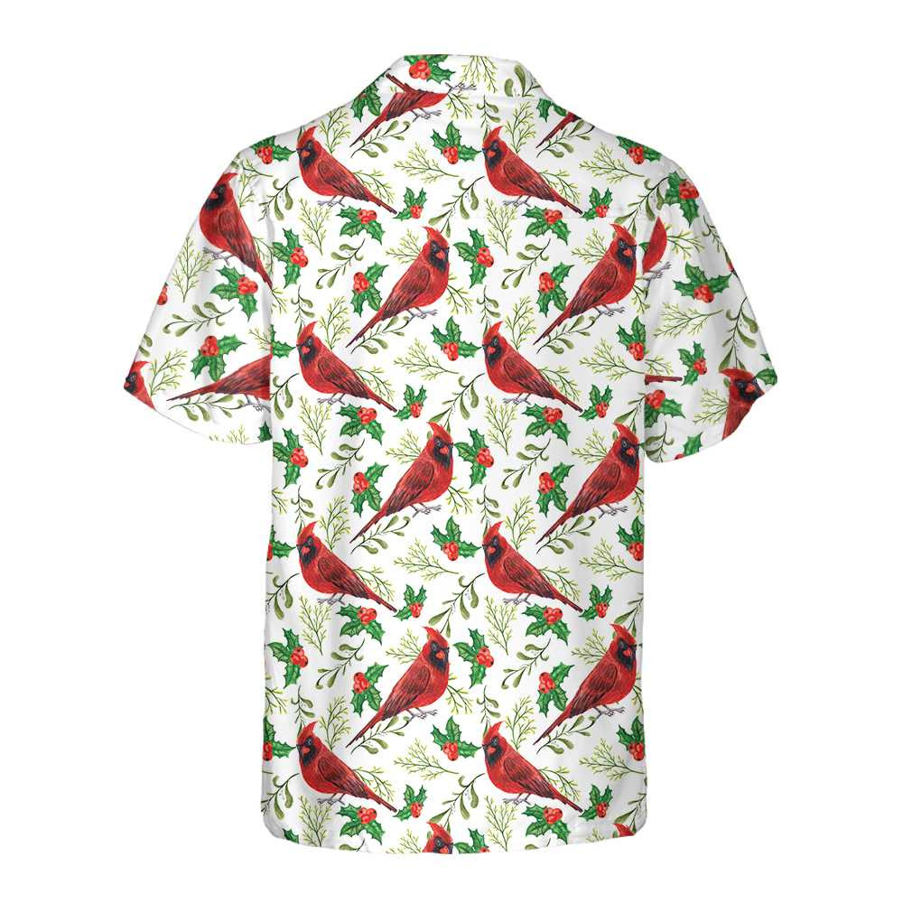 Seamless Christmas Pattern Red Cardinal Hawaiian Shirt, Funny Christmas Shirt, Gift For Christmas