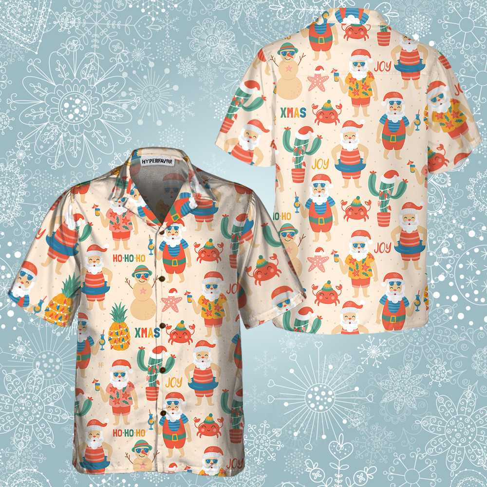 Santa Claus On Sandy Beach Hawaiian Shirt, Funny Christmas Santa Shirt, Gift For Christmas