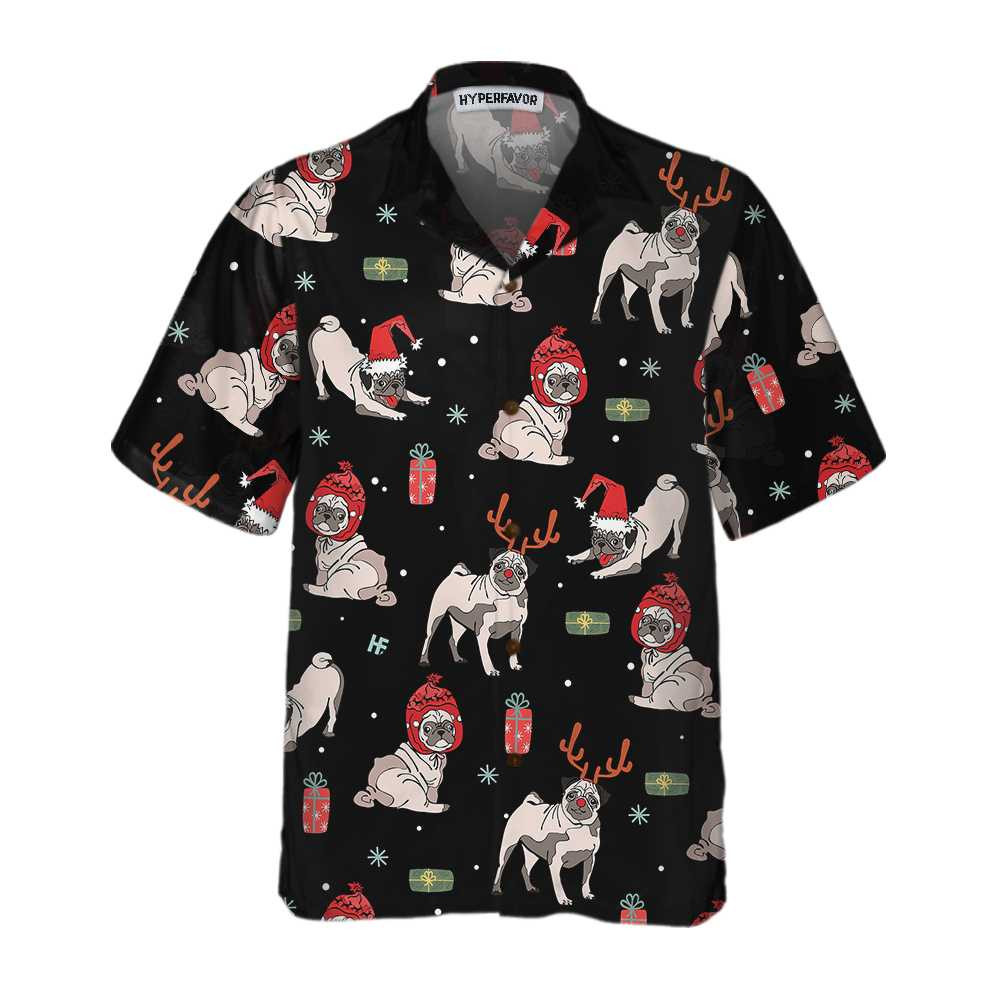 Christmas Pug Dog Hawaiian Shirt, Christmas Pug Shirt For Men & Women, Best Christmas Gift Idea